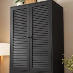 Armoire Wardrobe Closet Wooden Wardrobe Cabinet With 3 Drawers Hanging Rod 2 Doors Clothing Storage Cabinet Large Capacity Storage -Baxton Studio Sale Shop GUEST 58543ef6 7a7f 4c7d adb4 38be9dd07209