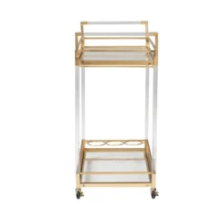 Savannah Metal And Glass Wine Cart Gold/Clear - Baxton Studio -Baxton Studio Sale Shop GUEST 5885f2b8 da08 472d ae14 a168a0e3fd05