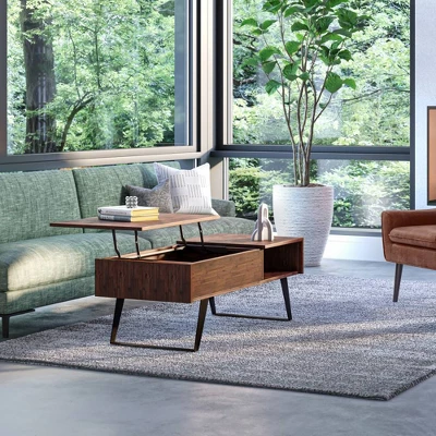 Mitchell Lift Top Coffee Table Distressed Charcoal Brown - WyndenHall: Handcrafted, Industrial Style, Hidden Storage 2 Mitchell Lift Top Coffee Table Distressed Charcoal Brown - WyndenHall: Handcrafted, Industrial Style, Hidden Storage - Image 2