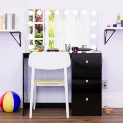 Elvira Lighted Makeup Vanity - Boahaus -Baxton Studio Sale Shop GUEST 58bd3488 a221 4799 b044 5412e42b78db