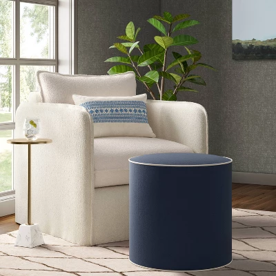 Contrast Welt Drum Ottoman In Velvet - Threshold™ 6 Contrast Welt Drum Ottoman In Velvet - Threshold™ - Image 6