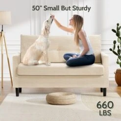 Dyonery 50" Small Loveseat Sofa Small Couch For Living Room, Bedroom, Office, Comfy Love Seat With Deep Seat Spring Cushion -Baxton Studio Sale Shop GUEST 5943f88a 9fc2 4c81 9fa8 063ff38b3614