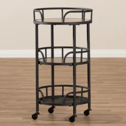 Bristol Rustic Industrial Style Metal And Wood Mobile Serving Cart - Brown - Baxton Studio -Baxton Studio Sale Shop GUEST 596ff4d7 c918 4999 a259 73d3c7846270