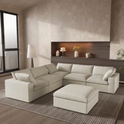 WJShome 160.6" Cloud Modular Sectional Sofa With Storage Ottomans,Convertible Couch Deep Seat For Living Room Sets,Covers Washable&Replaceable -Baxton Studio Sale Shop GUEST 598a790b 82c5 45ee b84a b2ff28212898