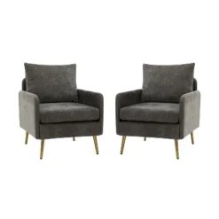 Set Of 2 Giovann Wooden Upholstered Accent Chair Comfy Armchair | Karat Home -Baxton Studio Sale Shop GUEST 59996dbd 4e31 41f1 b8a2 f8dcbfe2db45