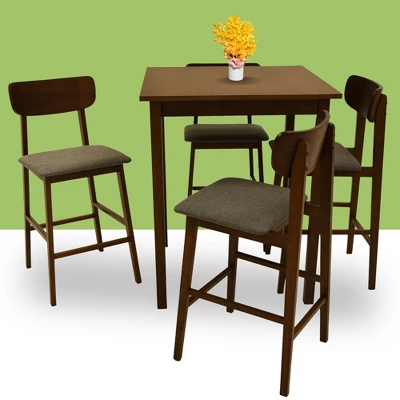 Zenvida Mid Century Counter Height Dining Table Set, Square Solid Wood Table And Chairs 1 Zenvida Mid Century Counter Height Dining Table Set, Square Solid Wood Table And Chairs