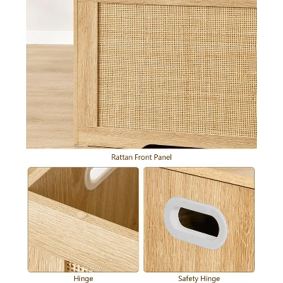 USIKEY 39.4” Storage Chest, Toy Box With 2 Safety Hinges, Rattan Storage Bench With Storage, Toy Chest For Bedroom, 8 USIKEY 39.4” Storage Chest, Toy Box With 2 Safety Hinges, Rattan Storage Bench With Storage, Toy Chest For Bedroom, - Image 8