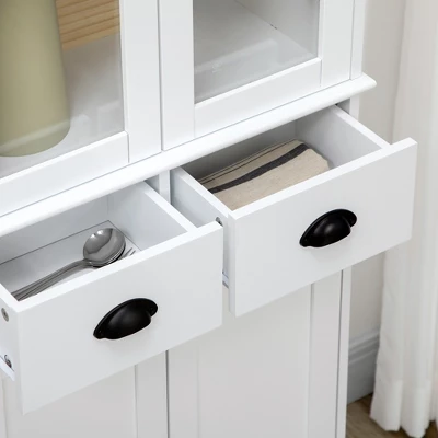 HOMCOM 61" Freestanding Kitchen Pantry, Storage Cabinet With Soft Close Doors, Adjustable Shelves, And 2 Drawers, White 4 HOMCOM 61" Freestanding Kitchen Pantry, Storage Cabinet With Soft Close Doors, Adjustable Shelves, And 2 Drawers, White - Image 4