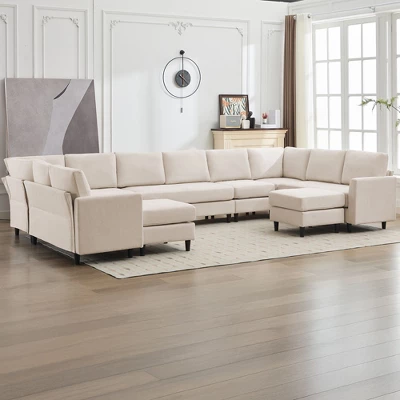 Hyleory Spacious 12-Seater U-Shaped Modular Sofa With Ottomans,Relaxed Style, Reconfigurable Design 11 Hyleory Spacious 12-Seater U-Shaped Modular Sofa With Ottomans,Relaxed Style, Reconfigurable Design - Image 11