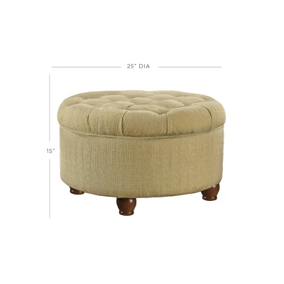 Tweed Tufted Storage Ottoman Tan/Cream - HomePop: Button Tufted, Wood Legs, Lift-Off Lid 1 Tweed Tufted Storage Ottoman Tan/Cream - HomePop: Button Tufted, Wood Legs, Lift-Off Lid