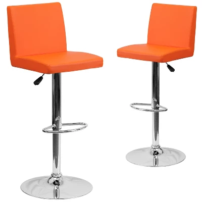 Emma And Oliver 2 Pack Contemporary Vinyl Adjustable Height Barstool With Panel Back And Chrome Base 9 Emma And Oliver 2 Pack Contemporary Vinyl Adjustable Height Barstool With Panel Back And Chrome Base - Image 9