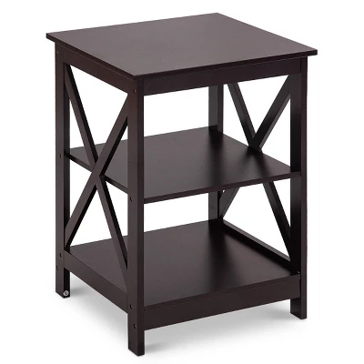 Costway 3-Tier Nightstand End Table Storage Display Shelf Living Room Furniture Espresso NEW 3 Costway 3-Tier Nightstand End Table Storage Display Shelf Living Room Furniture Espresso NEW - Image 3