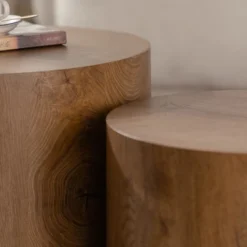 2-Piece Nesting Round Coffee Table Set,Modern Wooden Drum End Tables,Space Saving Accent Tables For Living Room Bedroom-Baofuwish -Baxton Studio Sale Shop GUEST 5ac0c721 70b8 4191 a395 ea10fc38523e