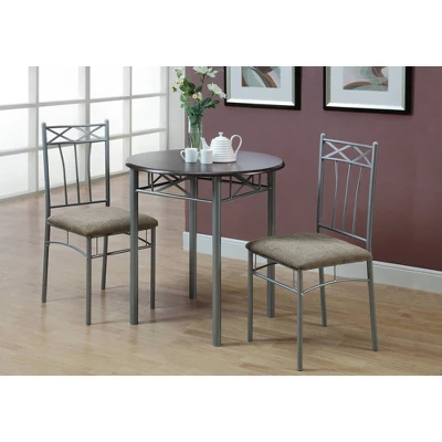 Dining Table Set - Cappuccino/Silver (Set Of 3) - EveryRoom 1 Dining Table Set - Cappuccino/Silver (Set Of 3) - EveryRoom