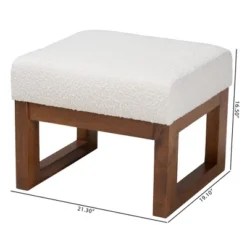 Yashiya Boucle Ottoman Footstool: Mid-Century Design, Rubberwood Frame - Baxton Studio -Baxton Studio Sale Shop GUEST 5ba98715 825e 40de 9e25 656a348073ce