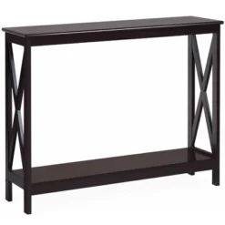Costway 2-Tier Console Table X-Design Bookshelf Sofa Side Accent Table W/Shelf White BlackEspressoWood Grain -Baxton Studio Sale Shop GUEST 5bcb12d7 d4a1 4a39 96c7 9b106d1b19ed
