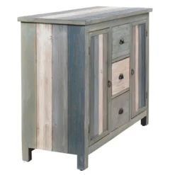 36" Distressed 3 Drawer 2 Door Cabinet Blue/Gray - StyleCraft