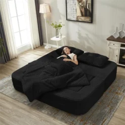 NicBex Functional Foldable Futon Sofa Bed With Plush Blanket & Pillows,Convertible Sleeper Deep Seat Sofa Couch For Living Room