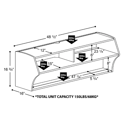 Altus Wall Mounted TV Stand For TVs Up To 50" - Prepac 4 Altus Wall Mounted TV Stand For TVs Up To 50" - Prepac - Image 4