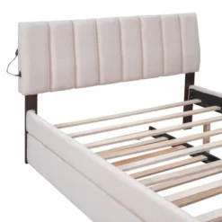 Queen/Full/Twin Size Teddy Fleece Upholstered Platform Bed With Trundle Bed And LED Lights-ModernLuxe 20 Queen/Full/Twin Size Teddy Fleece Upholstered Platform Bed With Trundle Bed And LED Lights-ModernLuxe -Baxton Studio Sale Shop GUEST 5c7a58eb afd4 4169 b771 f0c7db7aada4