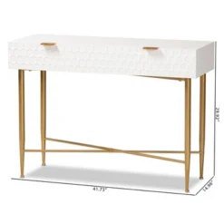Galia Wood And Metal 1 Drawer Console Table White/Gold - Baxton Studio -Baxton Studio Sale Shop GUEST 5ceea3b6 baaf 4d4f aa8e 8fc7ae080dd2