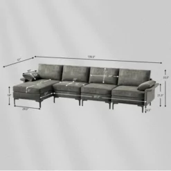 Costway Modern Modular L-shaped Sectional Sofa W/ Reversible Chaise & 2 USB Ports -Baxton Studio Sale Shop GUEST 5cf2daf1 398f 4df7 90c0 4f35d5ad65cf