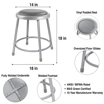 2pk Heavy Duty Vinyl Padded Steel Barstool Gray - Hampden Furnishings 6 2pk Heavy Duty Vinyl Padded Steel Barstool Gray - Hampden Furnishings - Image 6