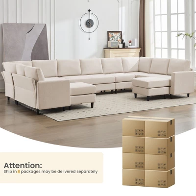 Hyleory Spacious 12-Seater U-Shaped Modular Sofa With Ottomans,Relaxed Style, Reconfigurable Design 9 Hyleory Spacious 12-Seater U-Shaped Modular Sofa With Ottomans,Relaxed Style, Reconfigurable Design - Image 9