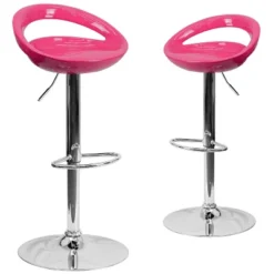 Emma And Oliver 2 Pack Contemporary Plastic Adjustable Height Barstool With Rounded Cutout Back And Chrome Base -Baxton Studio Sale Shop GUEST 5e308430 5c63 4d81 96bd 47c5f102544d