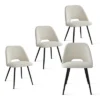 Set Of 4 Edwin Upholstered Faux Shearling Side Chair Black Legs -The Pop Maison