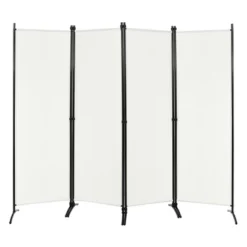 Costway 4-Panel 5.6ft Room Divider Folding Fabric Privacy Screen W/Steel Frame WhiteBlackBrown -Baxton Studio Sale Shop GUEST 5e785b31 2b87 4673 b700 e945376e5839