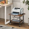 Costway 2-Tier Rolling Under Desk Printer Cart Machine Stand Storage Rack Brown