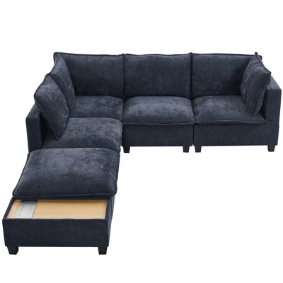 Whisen 90" U-shaped Sectional Sofa Modular Sofa Couch With A Movable Ottoman , A Coffee Table With Hidden Charging Devices 7 Whisen 90" U-shaped Sectional Sofa Modular Sofa Couch With A Movable Ottoman , A Coffee Table With Hidden Charging Devices - Image 7