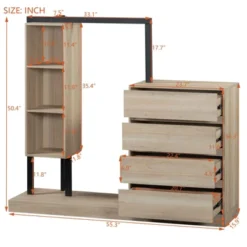 SEVOBAL Garment Racks Armoire Wardrobe With Drawers Shelves Durable Clothes Rack For Hanging Clothes Bedroom Living Room, Beige, 151.13"*50.04"*22.86" -Baxton Studio Sale Shop GUEST 5efb8760 98f5 4281 8ec0 7e6a093b6a54