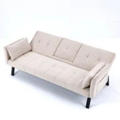 70" Convertible Sofa Bed,Foldable Cotton Linen Couch With Cup Holder And Side Storage,Sleeper Sofa For Living Room Or Apartment-Baofuwish -Baxton Studio Sale Shop GUEST 5f8594ad 8816 4a93 bf12 8171851cd96b