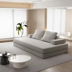 CAVINAS Modern Fuffy Chenille Futon Sofa Bed With Removable Backrests/Soft Pillows,Convertible Sleeper Sofa Couch For Living Room,Bedroom -Baxton Studio Sale Shop GUEST 5f8f80ab 1ccd 4308 b57c f95a85735b2b