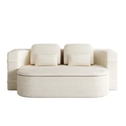 75'' Convertible Sofa Bed,2-in-1 Foldable Sleeper Sofa With Blanket And Pillows,Corduroy Chaise Lounge Sofa For Living Room-Maison Boucle 13 75'' Convertible Sofa Bed,2-in-1 Foldable Sleeper Sofa With Blanket And Pillows,Corduroy Chaise Lounge Sofa For Living Room-Maison Boucle -Baxton Studio Sale Shop GUEST 5f9512ef 6e1b 4177 b3e1 d37a230031ef