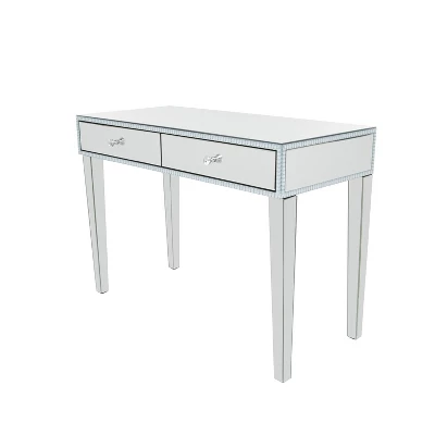 Glam Mirror And Wood Console Table Desk Silver - Olivia & May 6 Glam Mirror And Wood Console Table Desk Silver - Olivia & May - Image 6