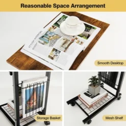 Costway C-shape Sofa End Side Table Compact Snack Table For Living Room Bedroom BlackBrown -Baxton Studio Sale Shop GUEST 60d85cd2 b8d3 47f1 a218 092733840baf