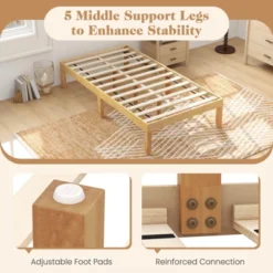 Costway Twin/Full/Queen Size Wooden Platform Bed Frame 14" With Rubber Wood Legs Under-bed Storage Beige -Baxton Studio Sale Shop GUEST 60f9d7a6 e6c3 47f2 ae0d 372a8d290a07