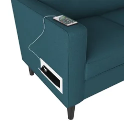 Philbin Square Arm Sofa With USB & Power Ports Linen Peacock Blue - Handy Living 5 Philbin Square Arm Sofa With USB & Power Ports Linen Peacock Blue - Handy Living -Baxton Studio Sale Shop GUEST 60feef9f 812c 45be 84ae b2cd1f932657