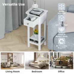 Costway 2 Tier End Bedside Sofa Side Table With Drawer Shelf Acacia Wood Nightstand White 12 Costway 2 Tier End Bedside Sofa Side Table With Drawer Shelf Acacia Wood Nightstand White -Baxton Studio Sale Shop GUEST 6100f083 b14b 4978 b56a 0bd8976e0434
