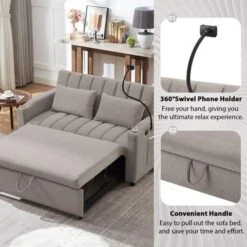 NicBex 2 Seater Loveseat Sofa Modern Convertible Pull-Out Sofa Bed With 3 USB Ports & 2 Side Pockets For Bedroom,Living Room,Gray -Baxton Studio Sale Shop GUEST 6159e4eb d827 4e26 bb08 8a207143bfd0