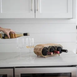 Wrapped Brass Metal & Rattan Wine Bottle Holder - Foreside Home & Garden 13 Wrapped Brass Metal & Rattan Wine Bottle Holder - Foreside Home & Garden -Baxton Studio Sale Shop GUEST 61894069 e598 47da 9674 32a24ffe54e9