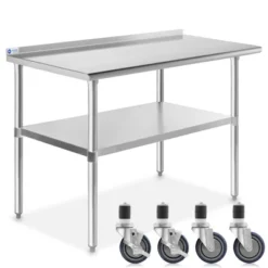 GRIDMANN Stainless Steel Table With Backsplash & 4 Casters (Wheels), NSF Commercial Kitchen Work & Prep Table -Baxton Studio Sale Shop GUEST 61948331 e135 4cc7 ae3d 95411af18cd4