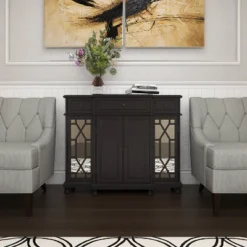 Glam Mirror And Wood Storage Cabinet Black - Olivia & May -Baxton Studio Sale Shop GUEST 61bae734 b07c 4d38 b540 2f57ed079e88