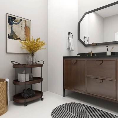 Wood 3 Tier Oval Tray Cart Brown - Olivia & May 13 Wood 3 Tier Oval Tray Cart Brown - Olivia & May - Image 13