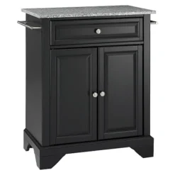 LaFayette Solid Granite Top Portable Kitchen Island - Black - Crosley