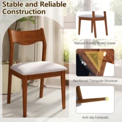 Tangkula Wooden Dining Chair Set Of 4 W/ Rubber Wood Frame Wide Padded Seat -Baxton Studio Sale Shop GUEST 6215ee6d 509c 420e bad9 93ab7989ed44