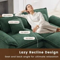 HYLEORY Chenille Fabric Pillow Top Arm U-Shaped Sectional Sofa , Indoor Convertible Modular Sectional Sofa Set With 2 Ottomans For Living Room -Baxton Studio Sale Shop GUEST 62889dff 11f3 43e0 8938 f1c2ee0647a9